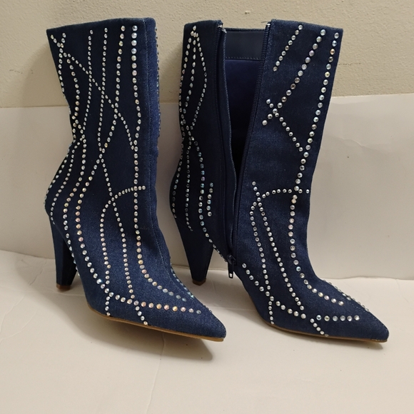 Rouge Helium Denim Ankle Booties Size 10 - Picture 3 of 15